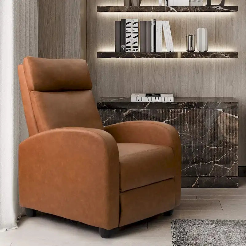 Fauteuil inclinable en simili cuir PU, marron / noir / gris / kaki / rouge / beige, simple