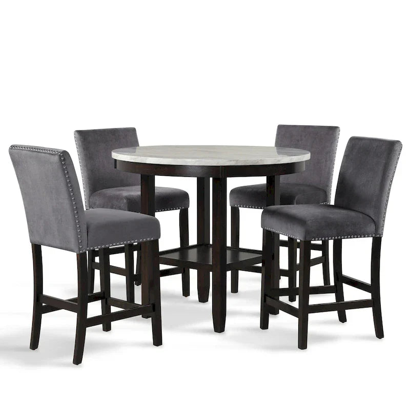 New Classic Furniture Reginald Ensemble de comptoir rond 5 pièces
