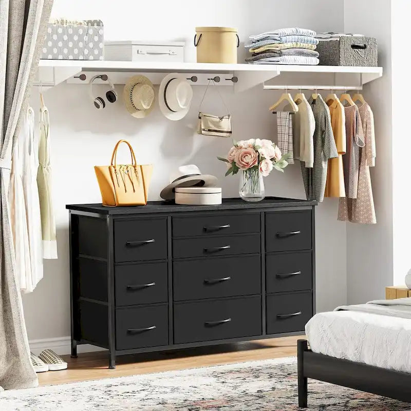 Commode de chambre avec 10 grands tiroirs pour meuble TV long 55 - 55 pouces