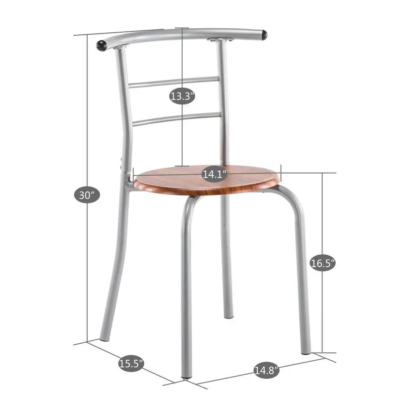 Ensemble de table de bar petit-déjeuner 3 pièces argent / marron clair
