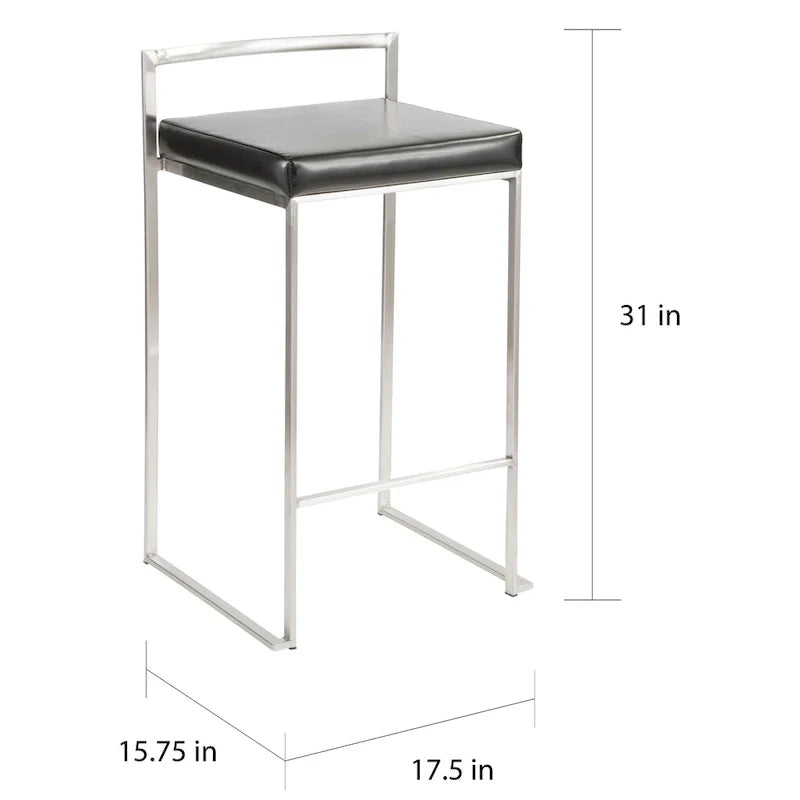 Silver Orchid Forrest Tabouret de comptoir empilable entièrement soudé en acier inoxydable (lot de 2)
