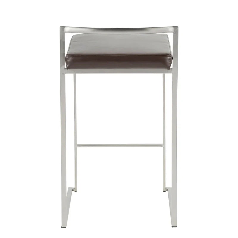Silver Orchid Forrest Tabouret de comptoir empilable entièrement soudé en acier inoxydable (lot de 2)