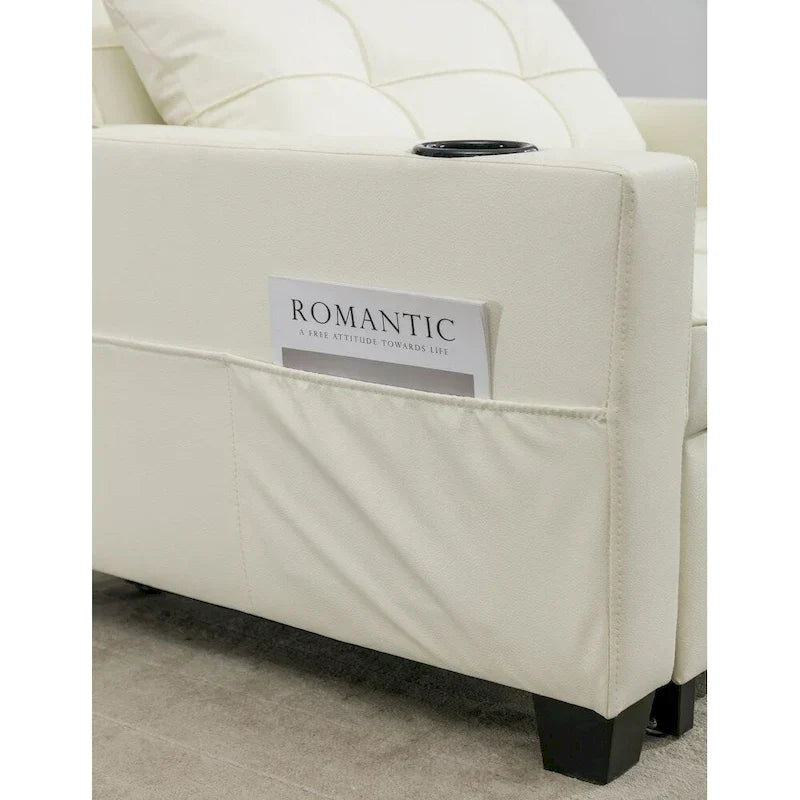 Chaise futon convertible 3-en-1, chaises-lits escamotables avec ports USB