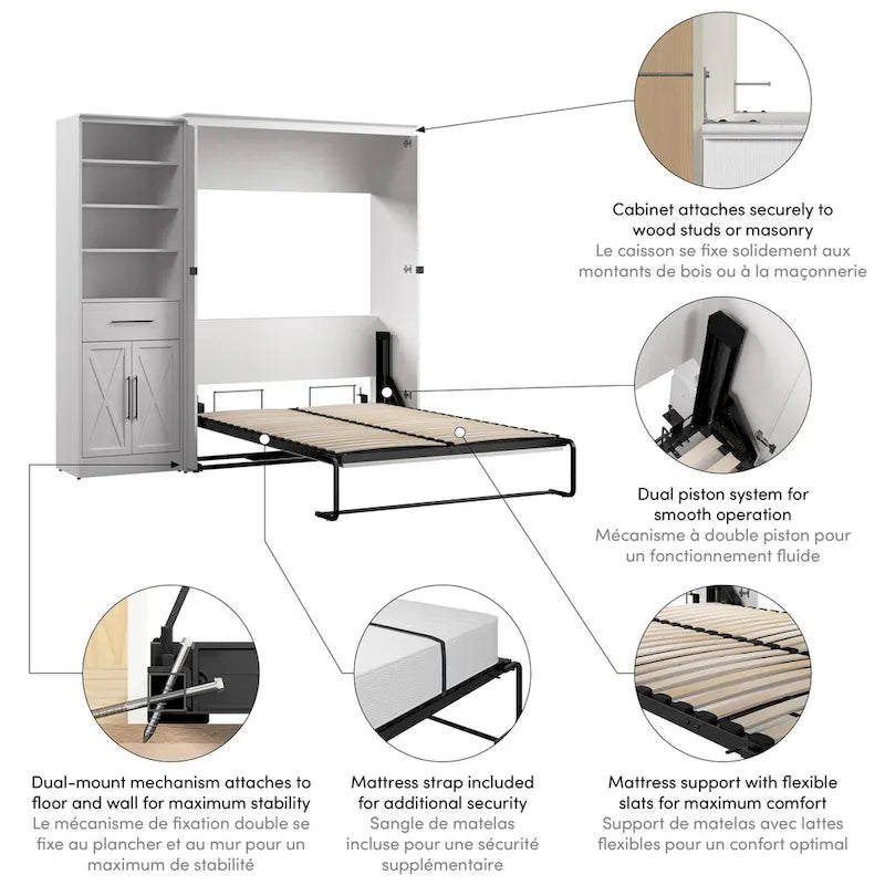 Key West Lit escamotable Full avec armoire-penderie (88W) par Bestar