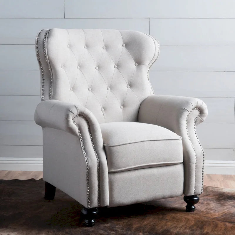 Walder Fauteuil inclinable en tissu capitonné à clous décoratifs par Christopher Knight Home