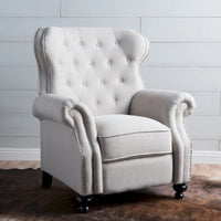 Walder Fauteuil inclinable en tissu capitonné à clous décoratifs par Christopher Knight Home