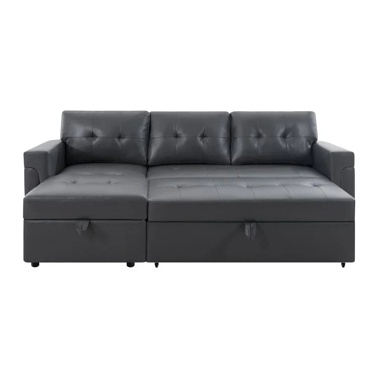 Canapé sectionnel convertible réversible avec lit escamotable, méridienne de rangement dissimulée et pieds durables