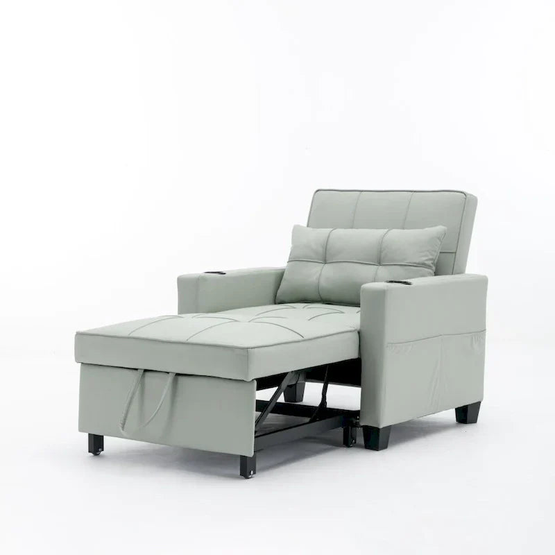 Chaise futon convertible 3-en-1, chaises-lits escamotables avec ports USB