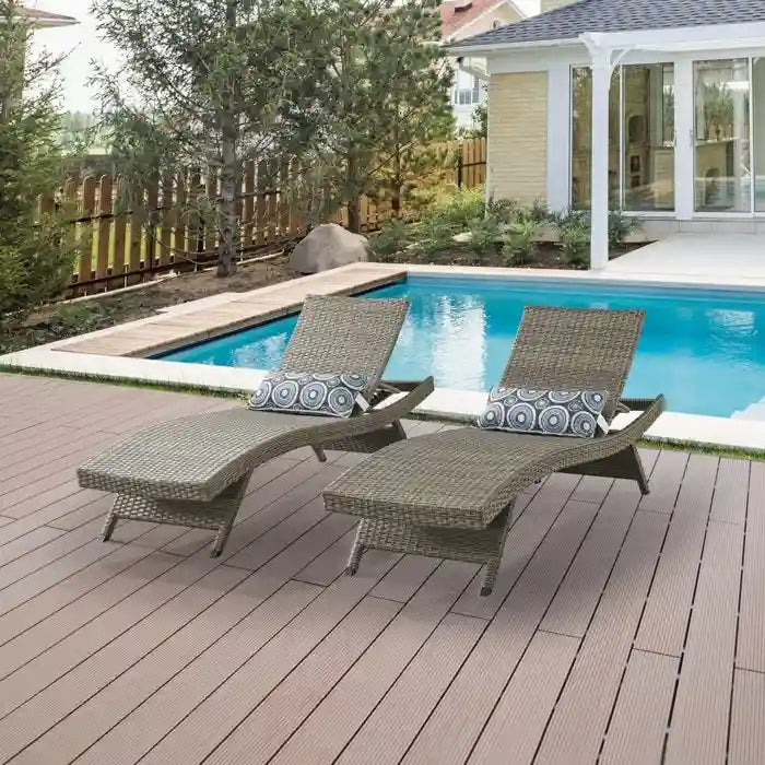 Chaise longue en osier toutes saisons - lot de 2