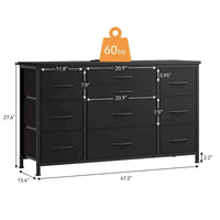 Commode de chambre avec 10 grands tiroirs pour meuble TV long 55 - 55 pouces