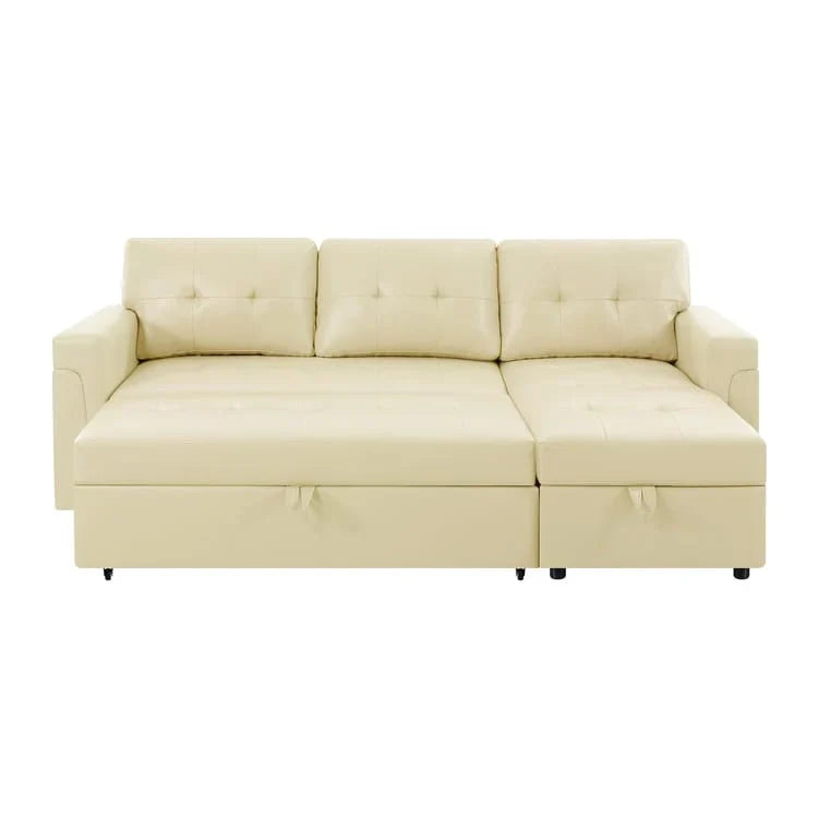 Canapé sectionnel convertible réversible avec lit escamotable, méridienne de rangement dissimulée et pieds durables
