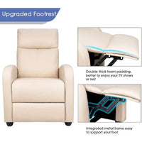 Fauteuil inclinable en simili cuir PU, marron / noir / gris / kaki / rouge / beige, simple