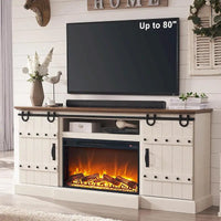 Meuble TV cheminée style ferme, meuble multimédia, console média