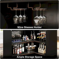 Cabinet bar en L avec porte-verres à pied pour pub à domicile