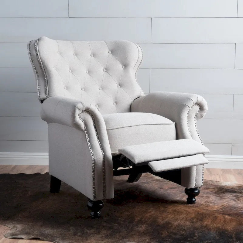 Walder Fauteuil inclinable en tissu capitonné à clous décoratifs par Christopher Knight Home