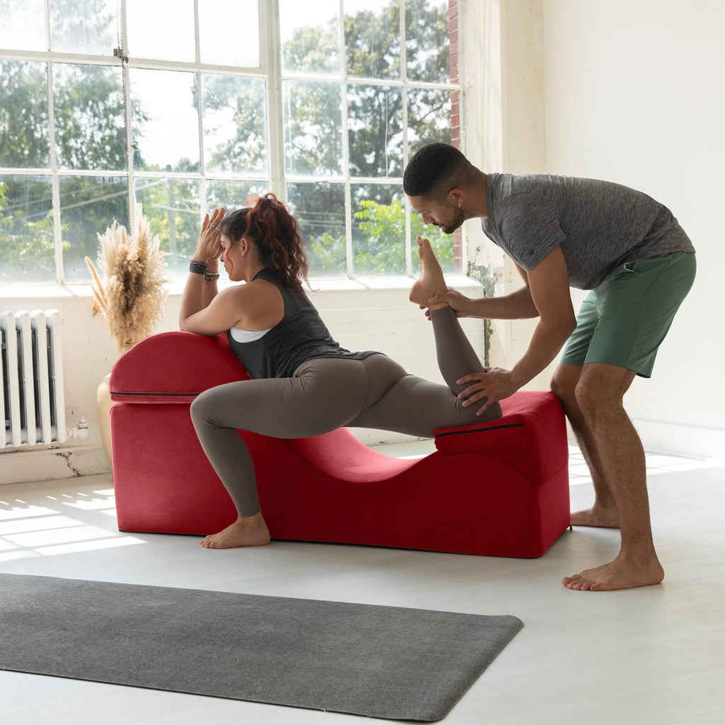 Avana Kami Méridienne convertible / yoga & massage - ottoman 2 en 1 avec fauteuil de yoga escamotable dissimulé, microvelours - N/A