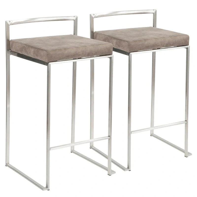 Silver Orchid Forrest Tabouret de comptoir empilable entièrement soudé en acier inoxydable (lot de 2)