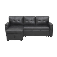 Canapé sectionnel convertible réversible avec lit escamotable, méridienne de rangement dissimulée et pieds durables