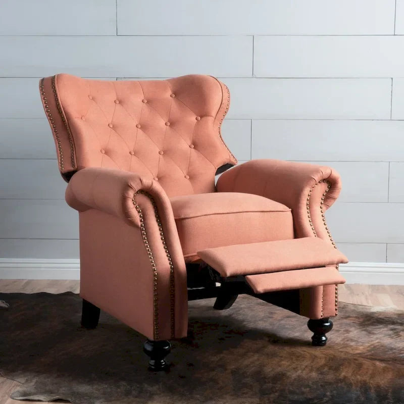 Walder Fauteuil inclinable en tissu capitonné à clous décoratifs par Christopher Knight Home