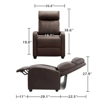 Fauteuil inclinable en simili cuir PU, marron / noir / gris / kaki / rouge / beige, simple
