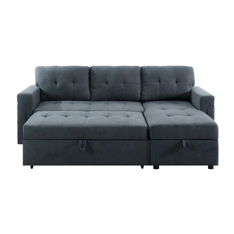 Canapé sectionnel convertible réversible avec lit escamotable, méridienne de rangement dissimulée et pieds durables