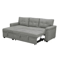 Canapé sectionnel convertible réversible avec lit escamotable, méridienne de rangement dissimulée et pieds durables