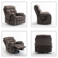 Grand fauteuil inclinable de massage électrique avec fonction de levage, chauffage et porte-gobelet dissimulé