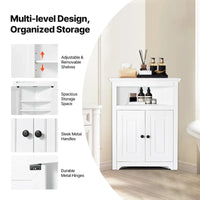 Armoire d'angle 32 po avec 2 portes et étagères réglables pour rangement à la maison - 25,4 x 12,8 x 33,3 po