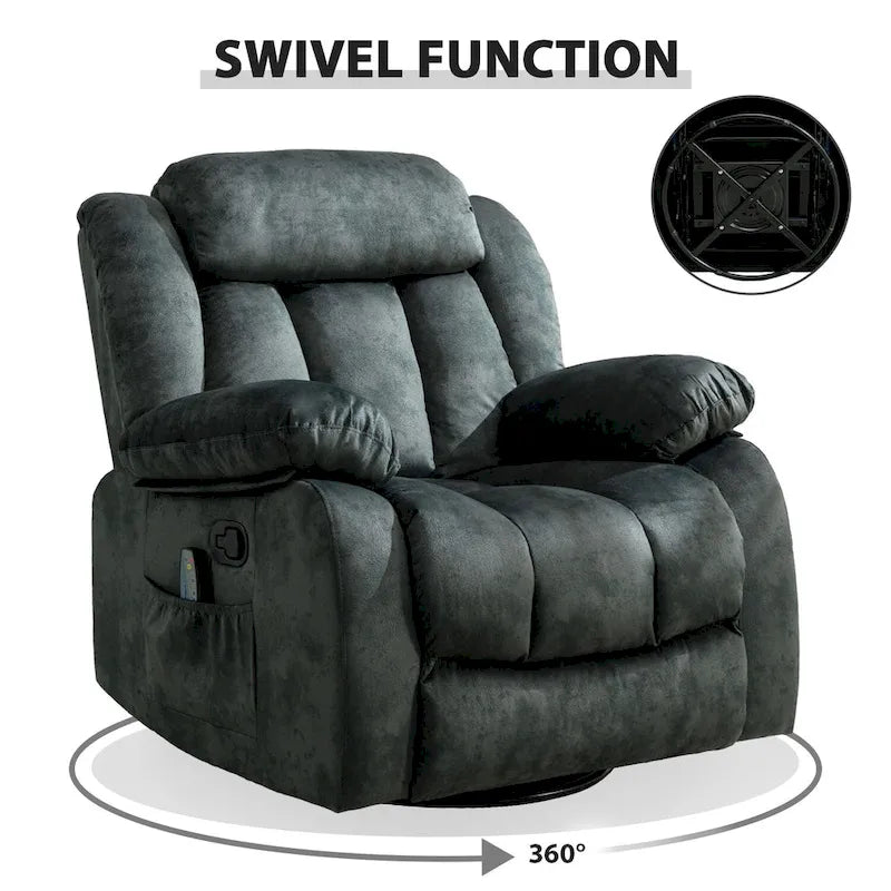 Fauteuil Inclinable à Bascule de Massage Manuel Pivotant 360° avec Chaleur et Vibration
