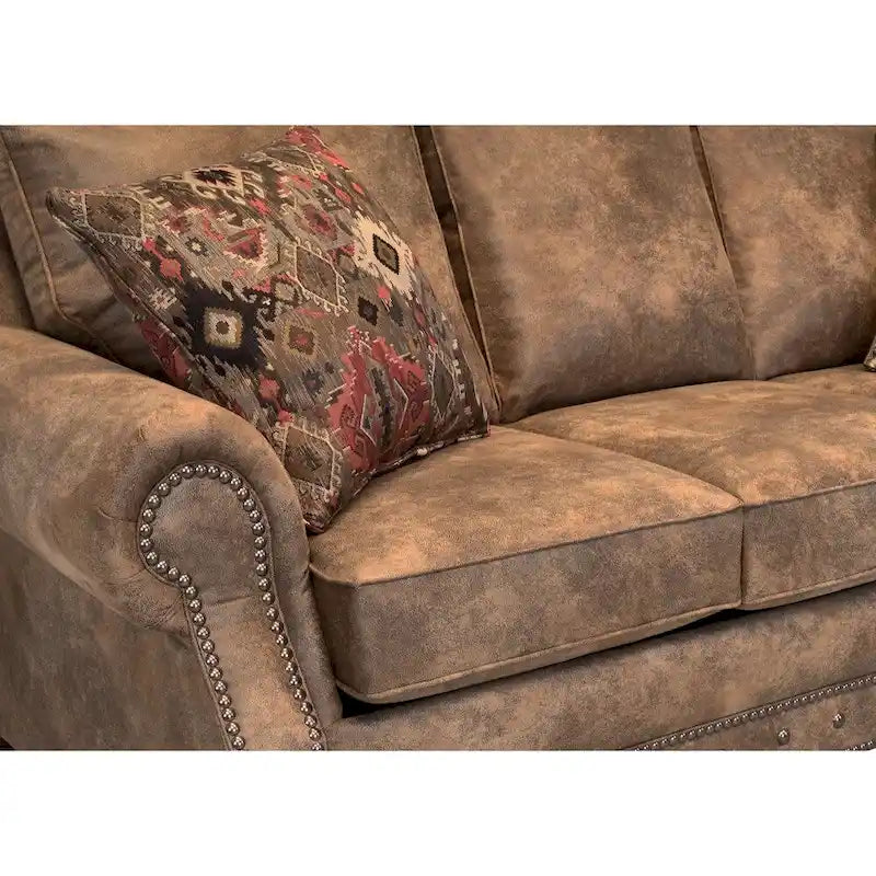 Canapé-lit Rancho rustique en tissu marron daim - 37 x 86 x 40