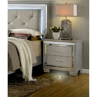 Table de chevet argentée 1 piece avec veilleuse LED