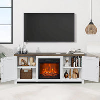 Meuble TV de ferme avec cheminée électrique de 58 po, console pour téléviseurs jusqu'à 65 po